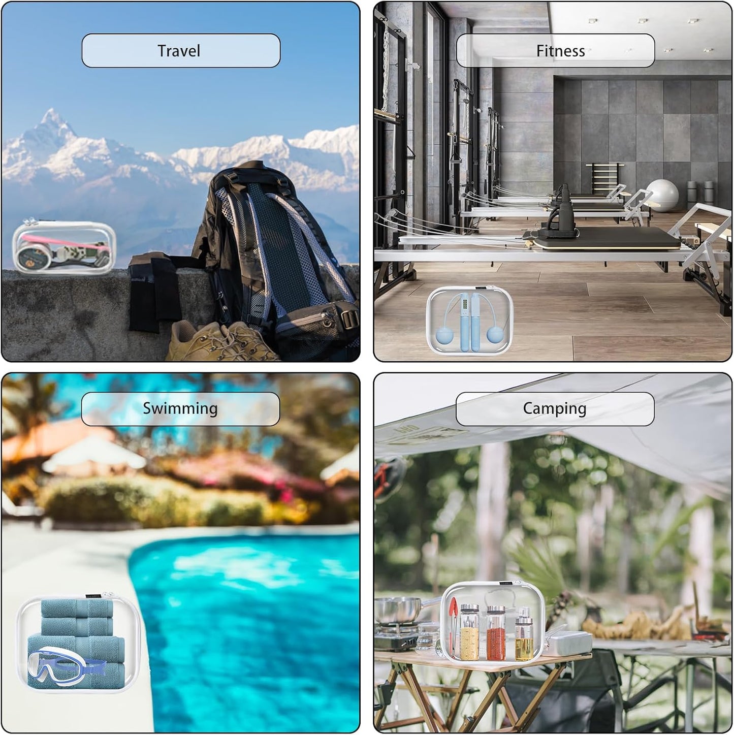 Hard Sided Clear Zipper Case for Storage- Professional-Grade Plastic Clear Zipper Pencil Case,Toy Storage Bins, Toiletry Pouch, Travel Organizer, Cosmetic Bag（White,3 Pack, LMS）