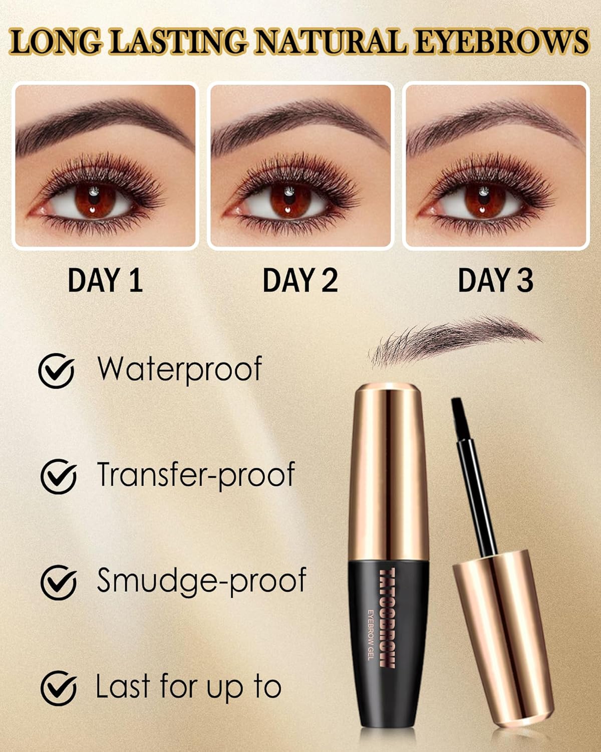 Eyebrow Gel Peel Off, 2Pcs Light Brown Tattoo Eyebrow Gel Easy Peel Off, Long Lasting Waterproof Eye Brow Tinting Dye, Tattoo Brow Tint Stain Peel-Off Kit for Eye Makeup,Thanksgiving Gift for Women-02