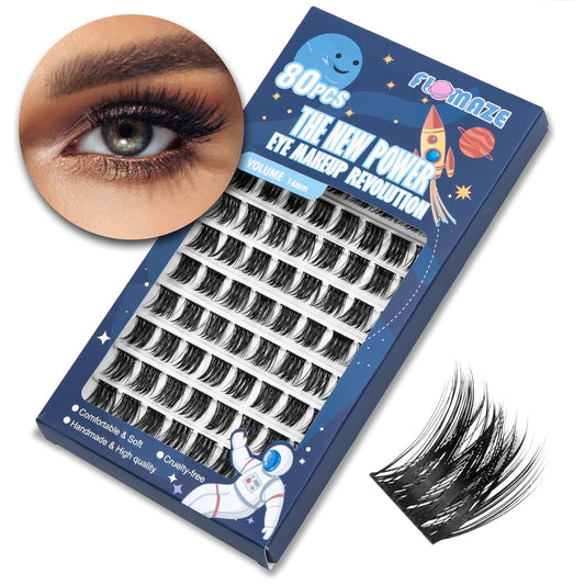 Lash Clusters 80 Clusters DIY Eyelash Extension Volume Lightweight Comfortable Handmade Reusable Individual Lashes False Eyelashes DIY at Home (Volume-14mm)