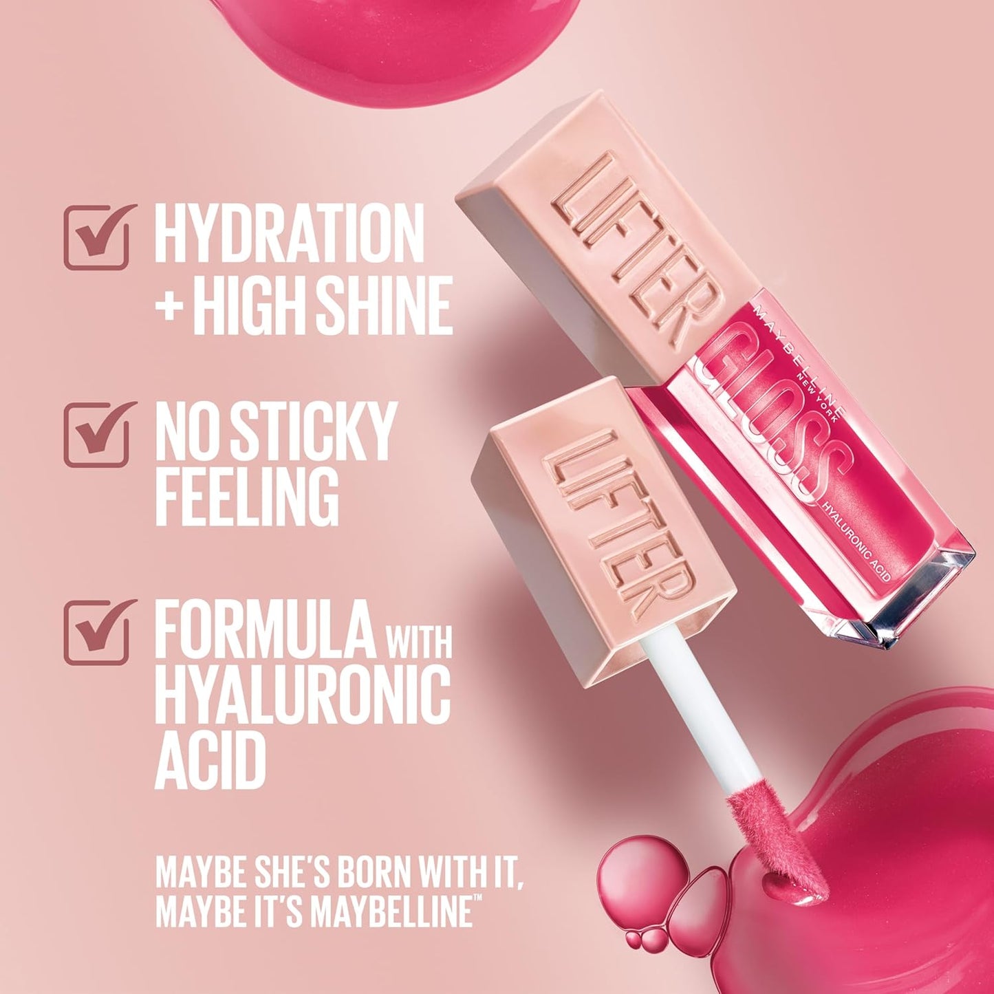 Maybelline Lifter Gloss, Hydrating Lip Gloss with Hyaluronic Acid, High Shine for Plumper Looking Lips, Pearl, Silver Pearl Clear, 0.18 Ounce