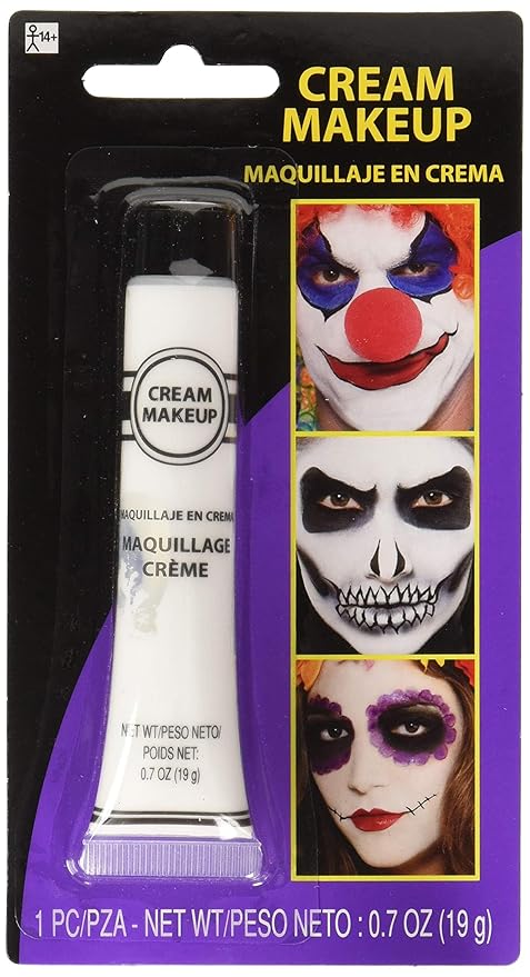 White Cream Makeup, 0.7 oz (Pack of 18) - Vibrant & Easy Blending, Perfect for Costume Parties, Theater, Halloween, Cosplay, & More