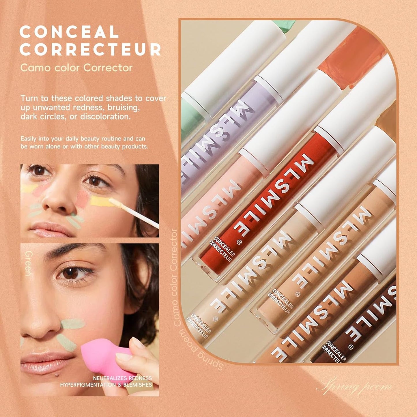 Pink Concealer HD Liquid Contour, Hydrating, Lightweight, Full Coverage, Long-lasting, Conceals, Corrects, Covers, All-Day Full Coverage Natural Matte Concealer for Women and Girls, 03