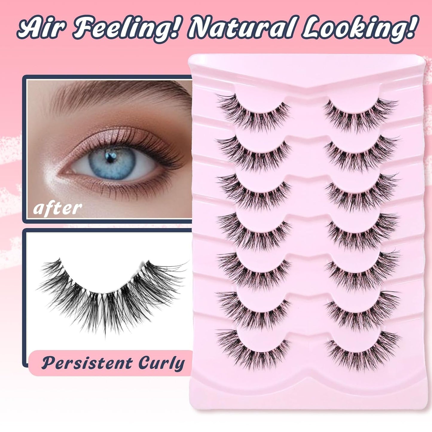 Eyelahses Wispy Lashes Cat Eye 10MM Short Lashes C Curl Soft Lash Strips Siligli