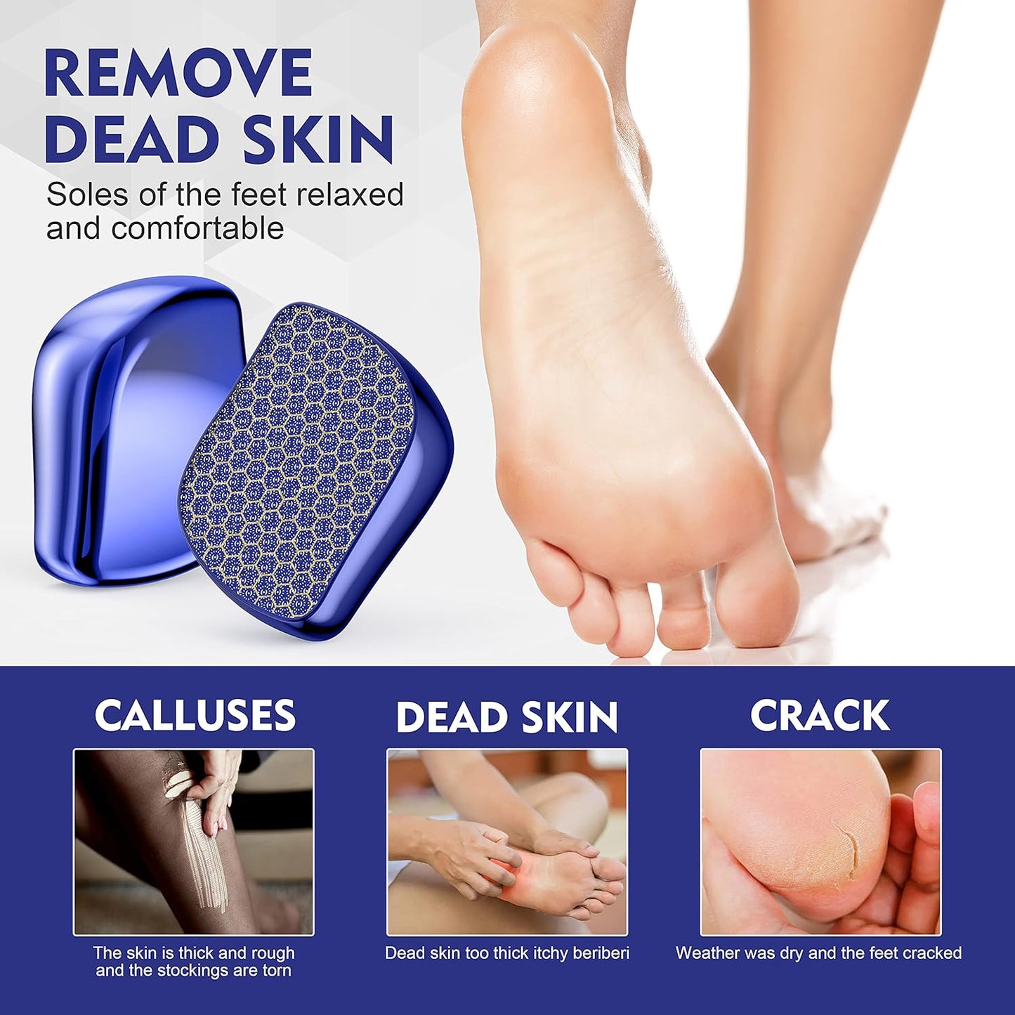 Foot File, Nano Glass Callus Remover, Portable Professional Foot Beauty Care Tool, can be Used for Wet/Dry Cracked feet, Painless Foot File for Dead Skin, Foot calluses, and Foot cuticles - Blue