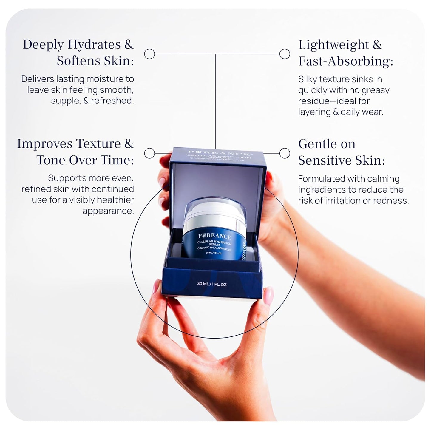 PUREANCE Organic Hydrating Serum for Face - Tremella Mushroom Stimulates Collagen and Cellular Growth, Hyaluronic Acid Serum Enhances Moisture and Nourishes Skin