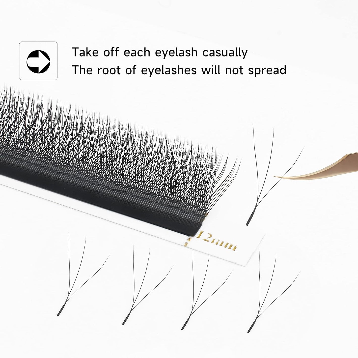 W Eyelash Extension 3D Volume Premade Fans 0.07 D Curl 8-15mm mix Lashes Matte Black Lash Extensions Easy Shape yy Eye Lashes(3D-0.07C-12mm)