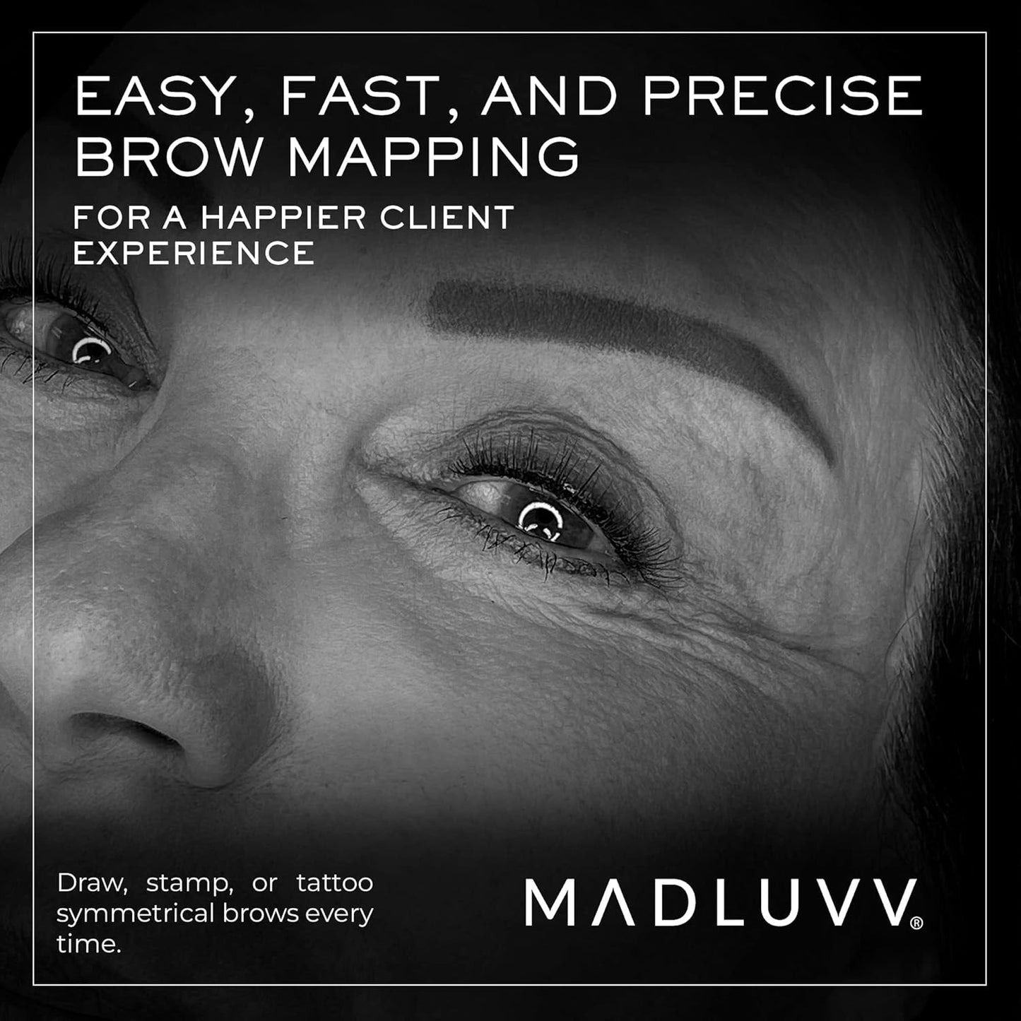 MADLUVV Eyebrow Shaper Stencils – 6 Reusable Stencils for Microblading, Brow Mapping & Shaping – Petite & Regular Sizes – for PMU & Semi-Permanent Makeup Artists - Straight Up Set
