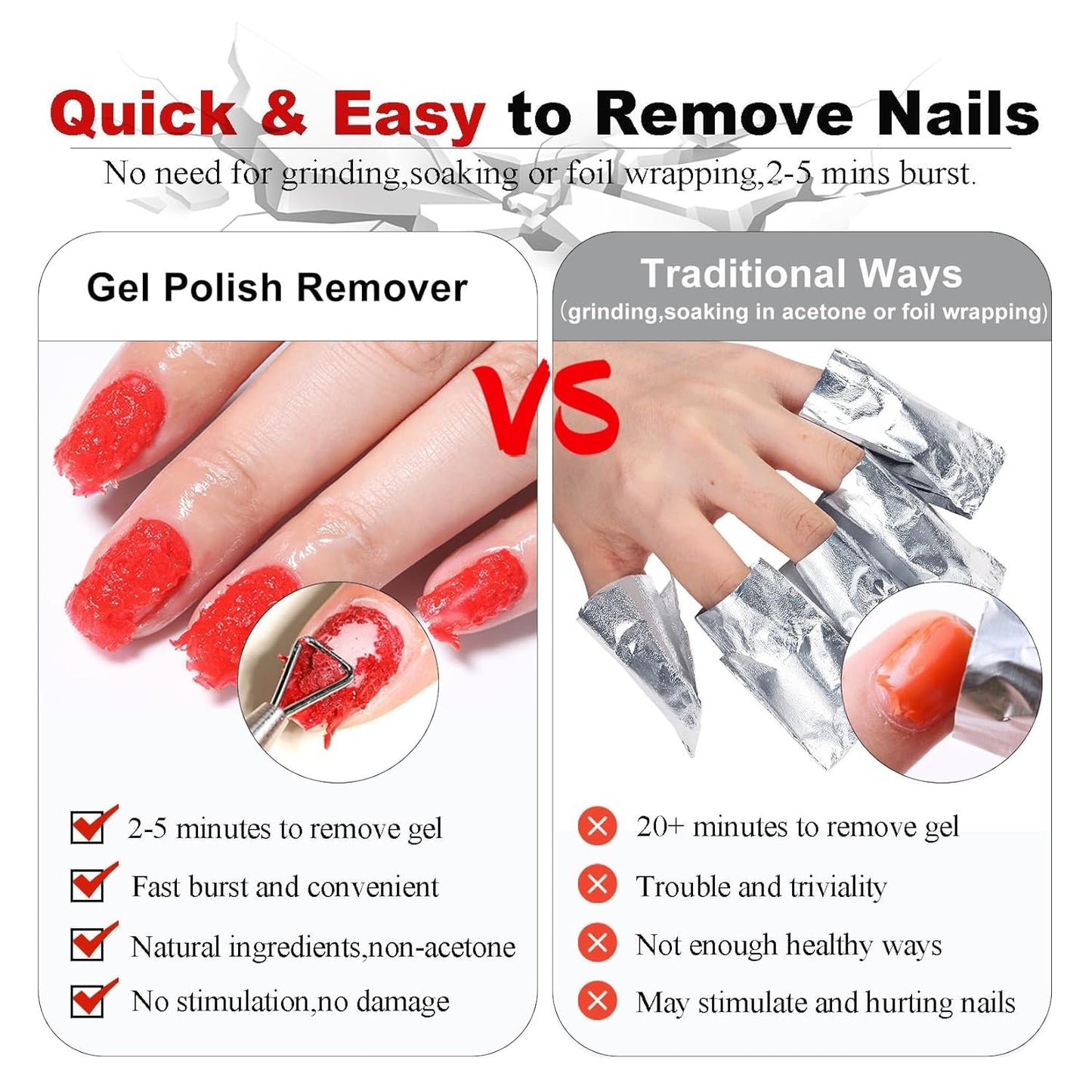 LOUINSTIC Gel Remover Kit – 3 Pcs (45ml) – Quick, Gentle Nail Care Solution for Home or Pro Use with Nail File