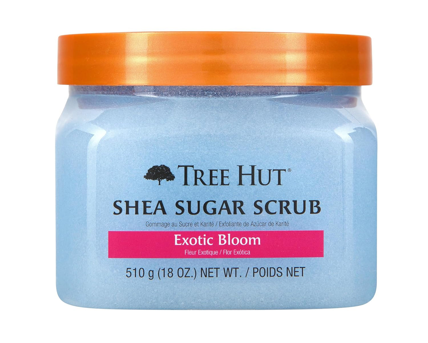 Tree Hut Exotic Bloom Shea Sugar Scrub | Exfoliating Body Scrub Removes Dead, Dry Skin for a Soft & Hydrated Feel | Nourishing Essential Body Care | 18 fl oz.