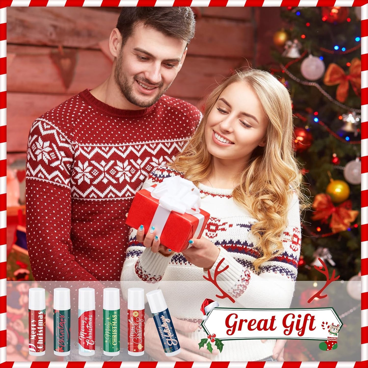 36 Pcs Lip Balm Bulk Easter Basket Stuffers Christmas Gifts for Kids Holiday Lip Balm Moisturizing Stick Lip Care Multipack Flavored Lip Balm for Party Supplies in 6 Flavors (Santa Claus)