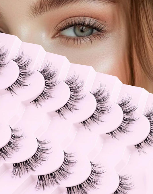 Natural Cat Eye Lashes Strip False Eyelashes Natural Look Flared Manga Spiky Eyelash 7 Pairs 13MM D293