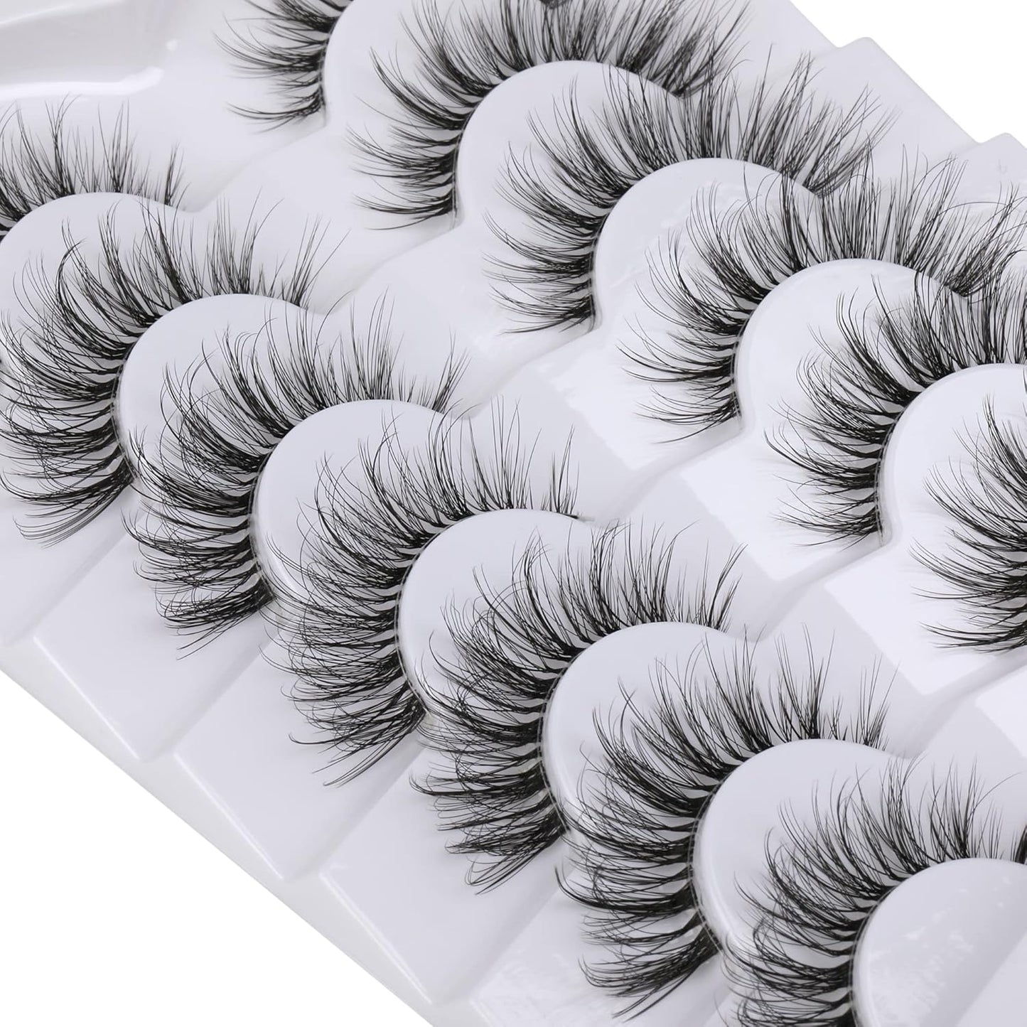 False Eyelashes with Clear Band Faux Mink Lashes Natural Look 3D Volume Wispy Fake Lashes Pack by Kiromiro 7 Pairs