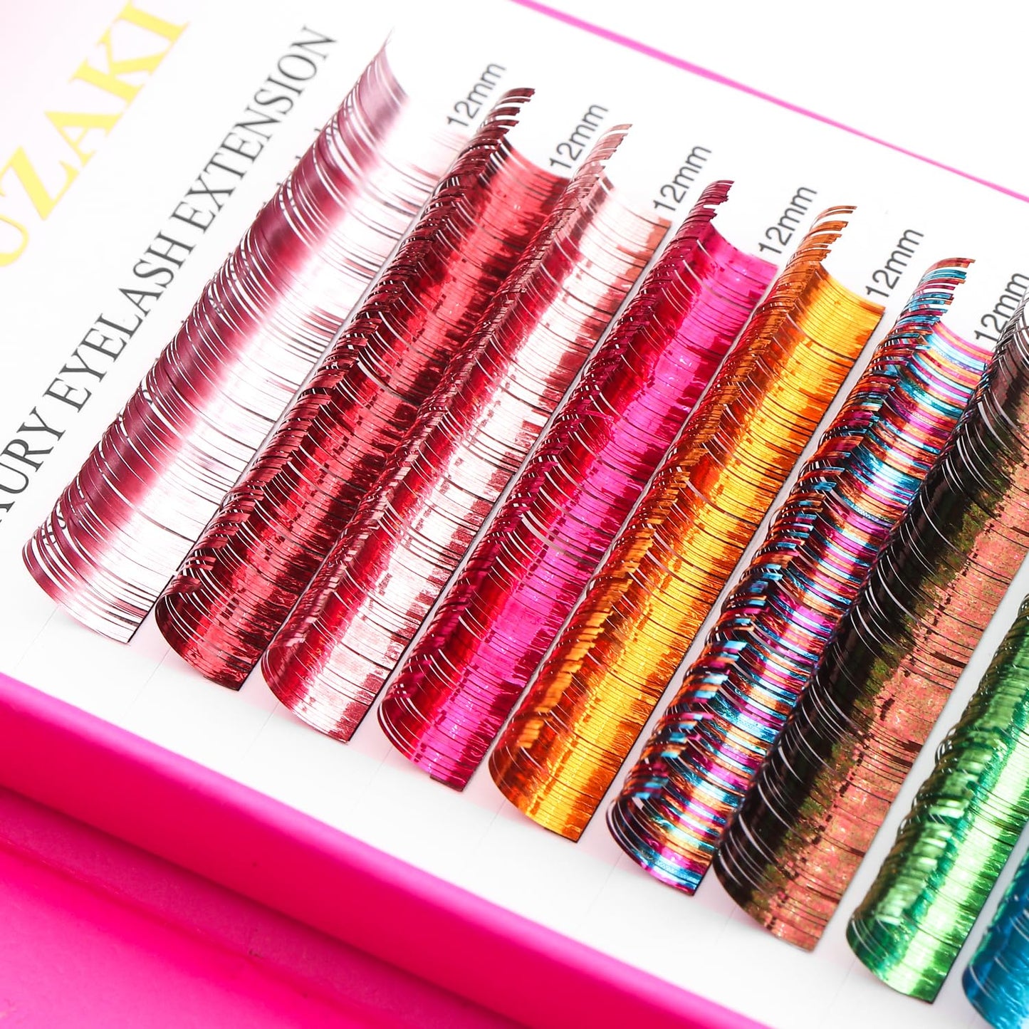 Glitter Spike Tinsel Eyelash Extensions 0.07 Colored Lashes Extension D Curl Lashes 11mm Lash Extensions Soft False Eyelashes Volume Lashes 12 Rows Professional Use(Glitter,0.07-D,11mm)