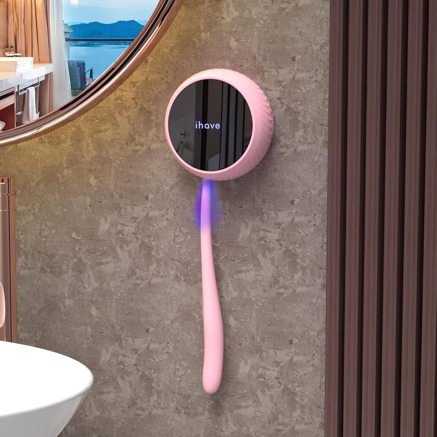 iHave Toothbrush Sanitizer – Wall-Mounted UV Toothbrush Holders for Bathrooms, Stylish Bathroom Accessories and Bathroom Decor for Home & RV, Travel Essentials, Cool Gadgets (Pink)