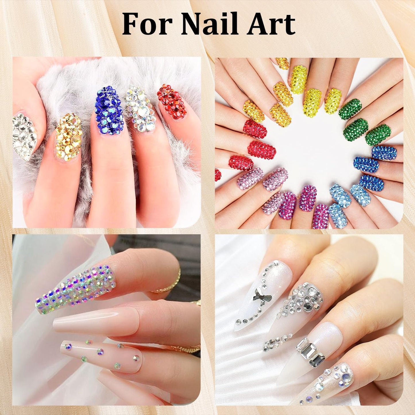 Colorful Face Gems for Makeup Set, Flatback Gorgeous Charming Mixed-Colored Crystals with Makeup Glue+Picker Pencil+Tweezer for Eye Body Hair Make-up and Nail Art Deco