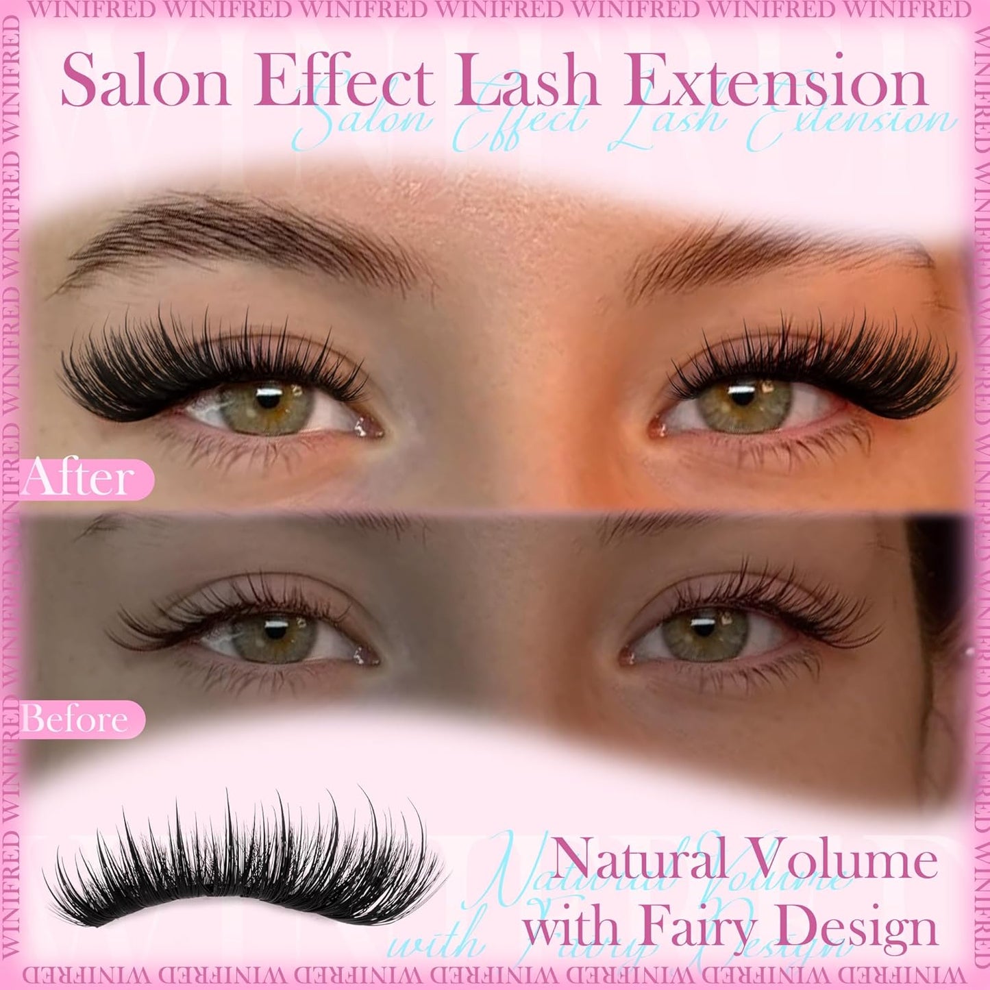 Winifred Lash Clusters Kit Fairy Eyelash Clusters with Spikes Wispy Lash Extension Kit Natural Cluster Eyelash Extensions C Curly Anime Individual Lashes Kit Lash Bond and Seal Tweezers (12-20mm)