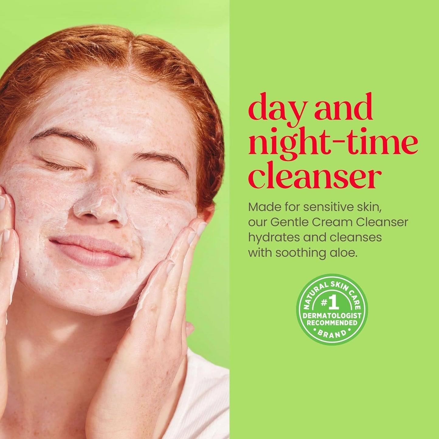 Burt's Bees Back To School Dorm Essentials, Gentle Cream Cleanser with Aloe for Sensitive Skin, 98.9% Natural Origin, 6 Ounces