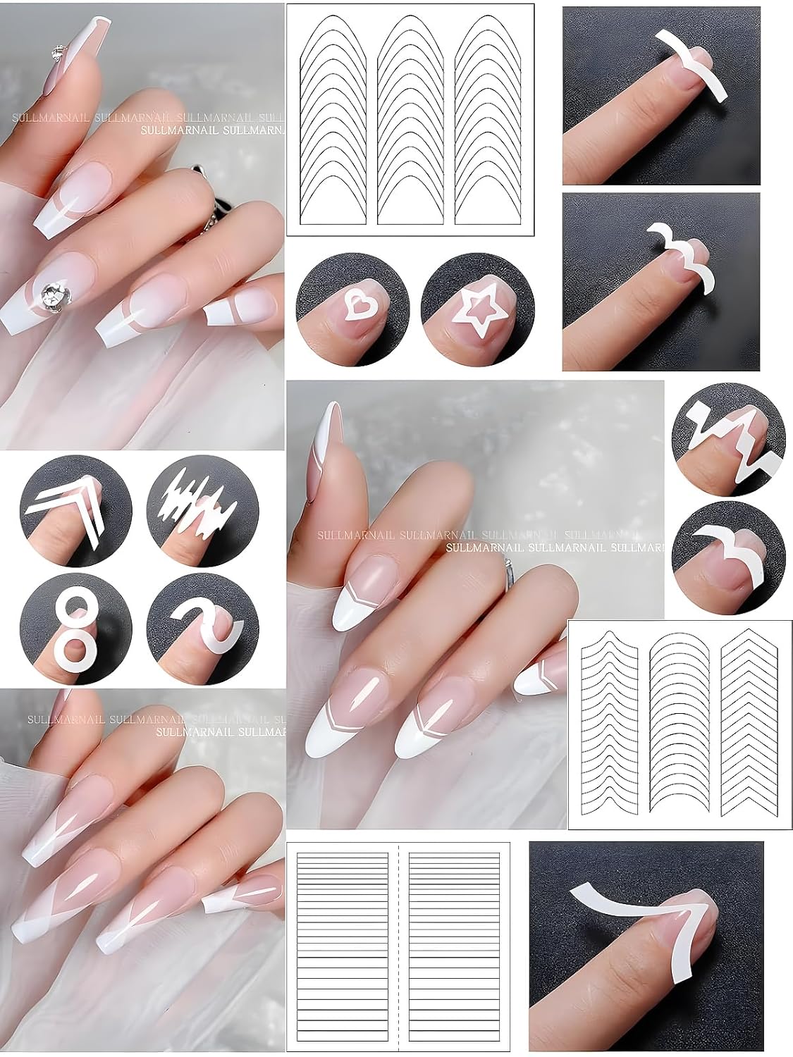 French Tip Nail Stamp Kit – Complete French Nail Art Set with Nail Guide Stickers, Nail Art Brush and Dual Head Silicone Stamper | Perfect for DIY Nail Designs