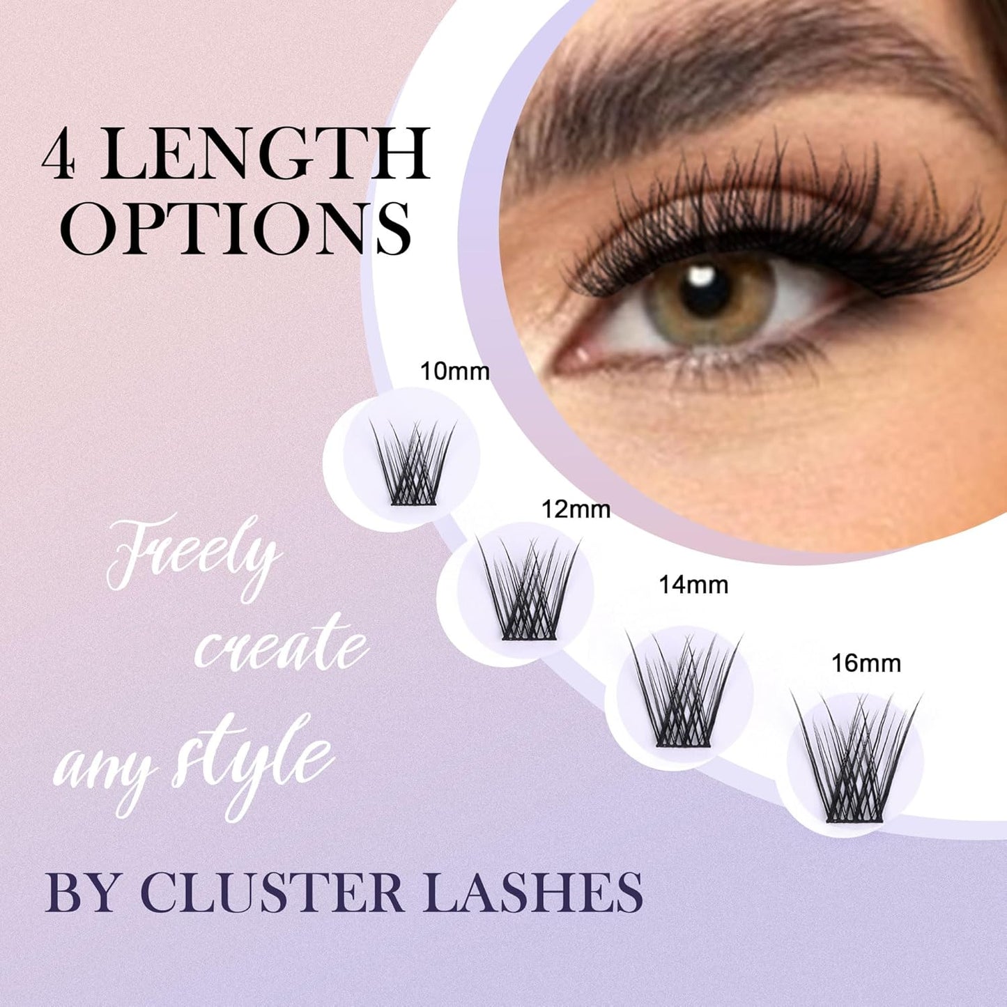GAQQI Lash Clusters, Eyelash Cluster C Curl 10mm Cluster lashes, Individual Lashes 168pcs False Eyelashes Wispy Cluster Eyelash Extensions (GQ03, C Curl, 10mm)
