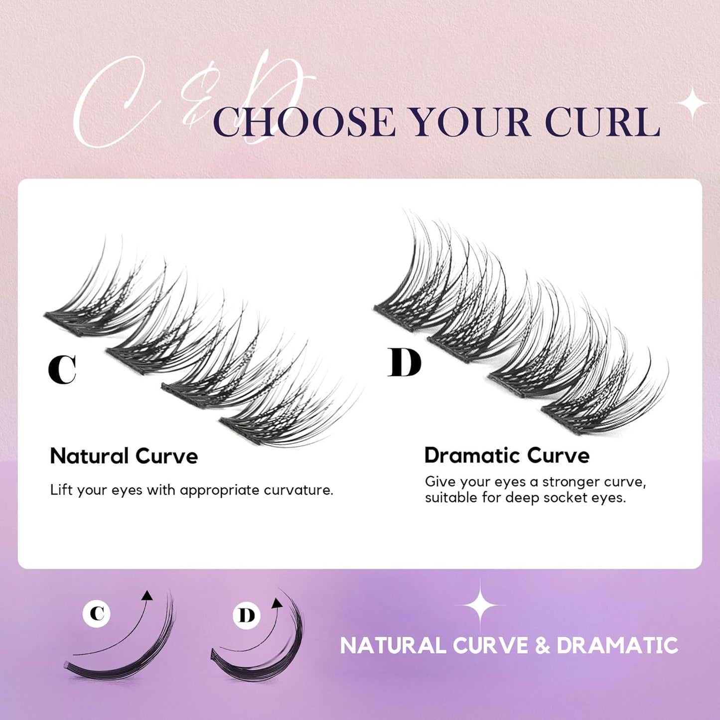 GAQQI Lash Clusters, GQ03 False Eyelashes DIY Lash Extensions C Curl 168PCS Cluster Lashes 14MM, Wispy and Natural Lash Wisps (GQ03,14mm,C Curl)