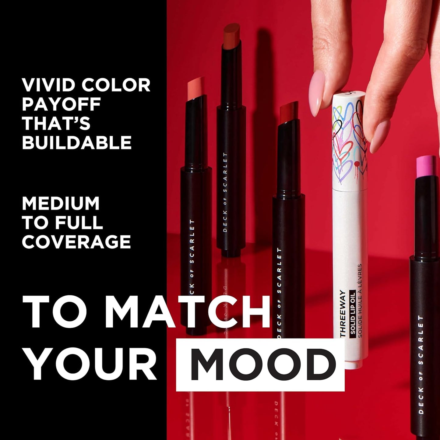 Deck of Scarlet Threeway Solid Lip Oil, Vegan Formula With Hyaluronic Acid and Hydrating Oil Blend, Glossy Finish - Espresso Riche