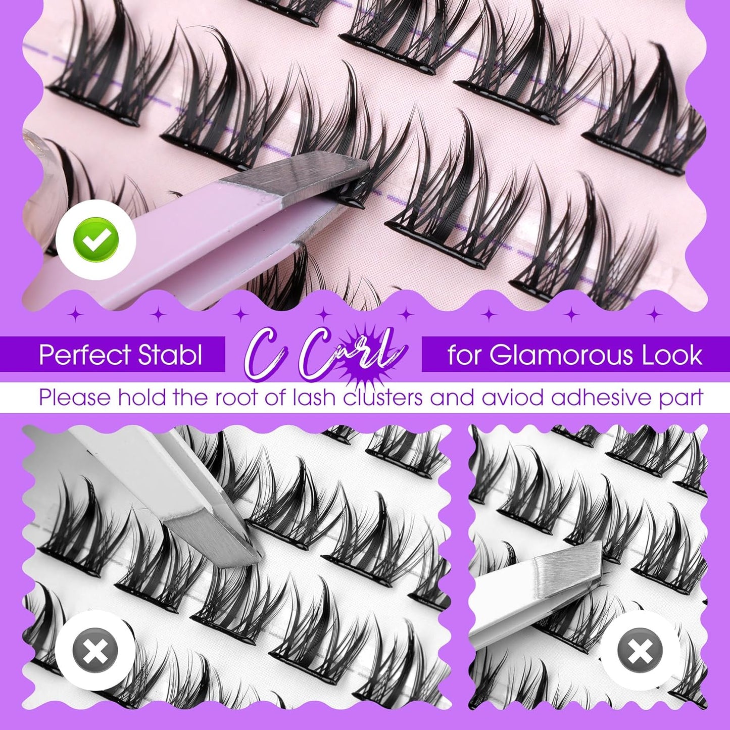 Self Adhesive Eyelashes Manga Lash Clusters Natural Look 8-14MM Wispy Pre Glued Eyelashes Clusters No Glue Needed Press on Lashes Reusable Invisible Band Cluster Eyelash Extensions by JIMIRE