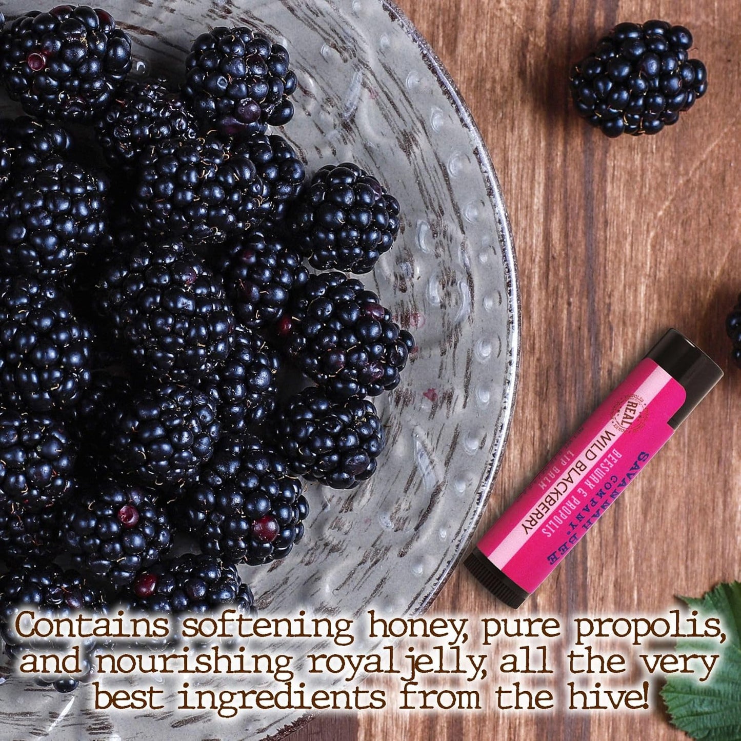 Savannah Bee Lip Balm Hanger 0.15 oz - Invigorating Mint Flavor - Natural Ingredients for Supple, Soft Lips - Convenient Hanger Design (.15 Oz, Wild Blackberry)