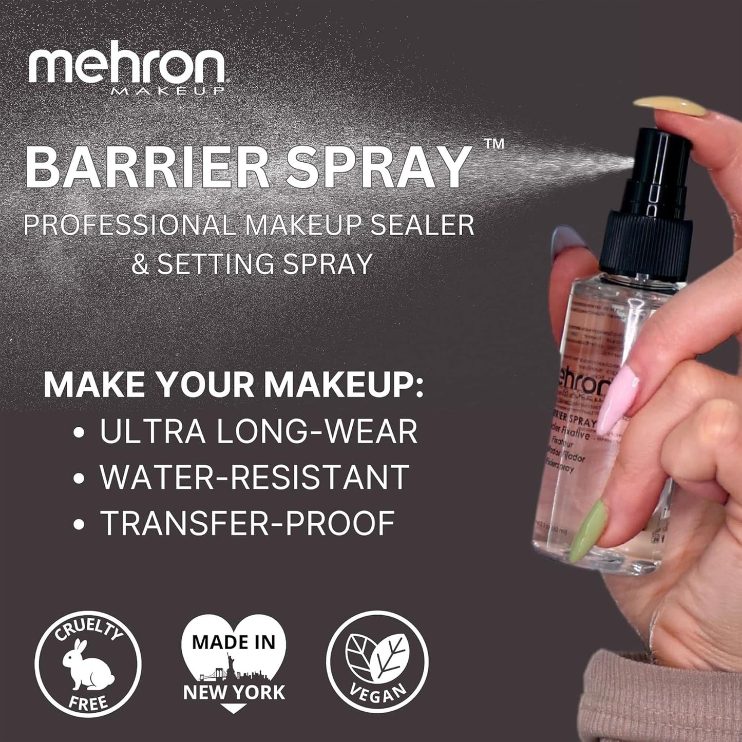 Mehron Makeup Barrier Spray | Setting Spray for Makeup | Make up Setting Spray for Face 9 fl oz (266 ml)