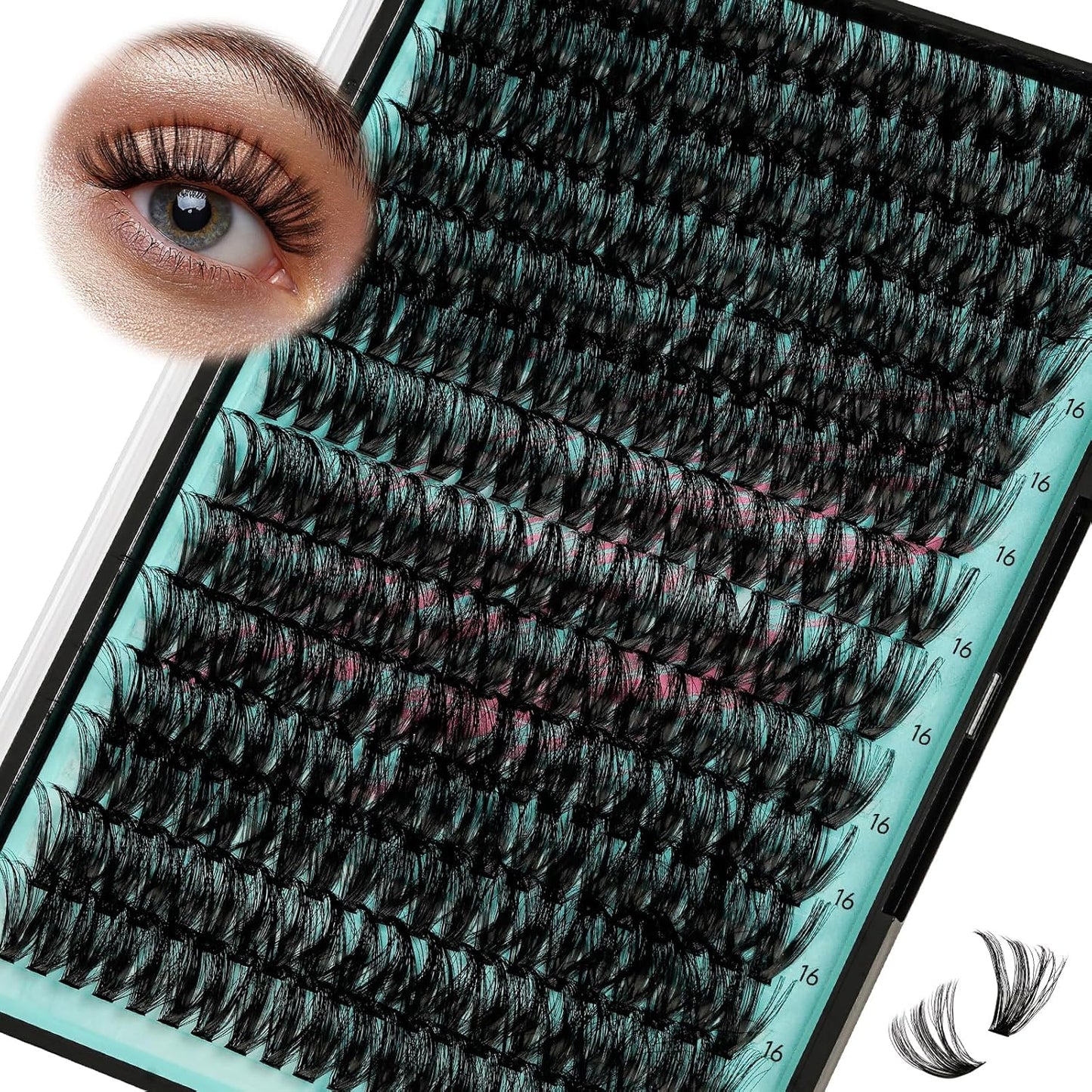 Lash Clusters Wispy 280PCS Eyelash Extension 70D Cluster Lashes Individual Lashes DIY Lash Extension Natural Look Cluster Eyelash Extensions Soft False Eyelashes at Home for Beginners(16mm)