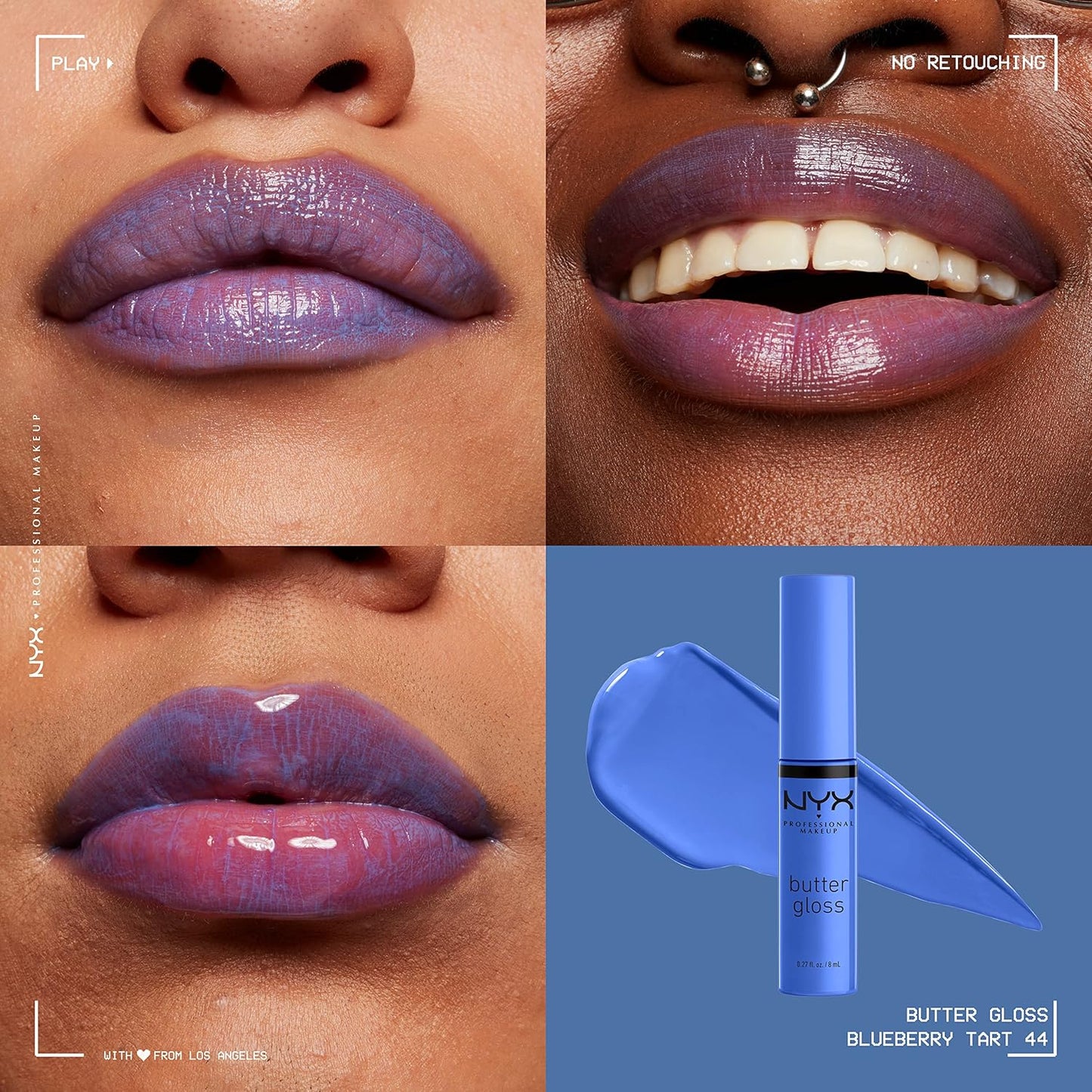 NYX PROFESSIONAL MAKEUP Butter Gloss, Non-Sticky Lip Gloss - Blueberry Tart (Periwinkle Blue)