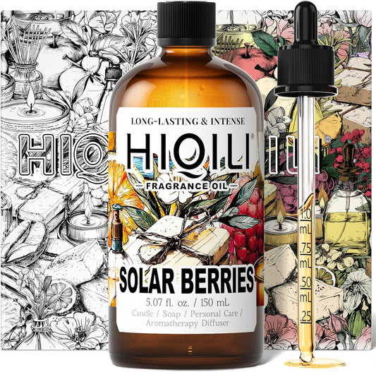 HIQILI Solar Berries Fragrance Oil - Perfect for Making Candles, Bath Bombs, Perfume, Reed Diffuser Oil Refill, Home & Office - 5.07 Fl Oz