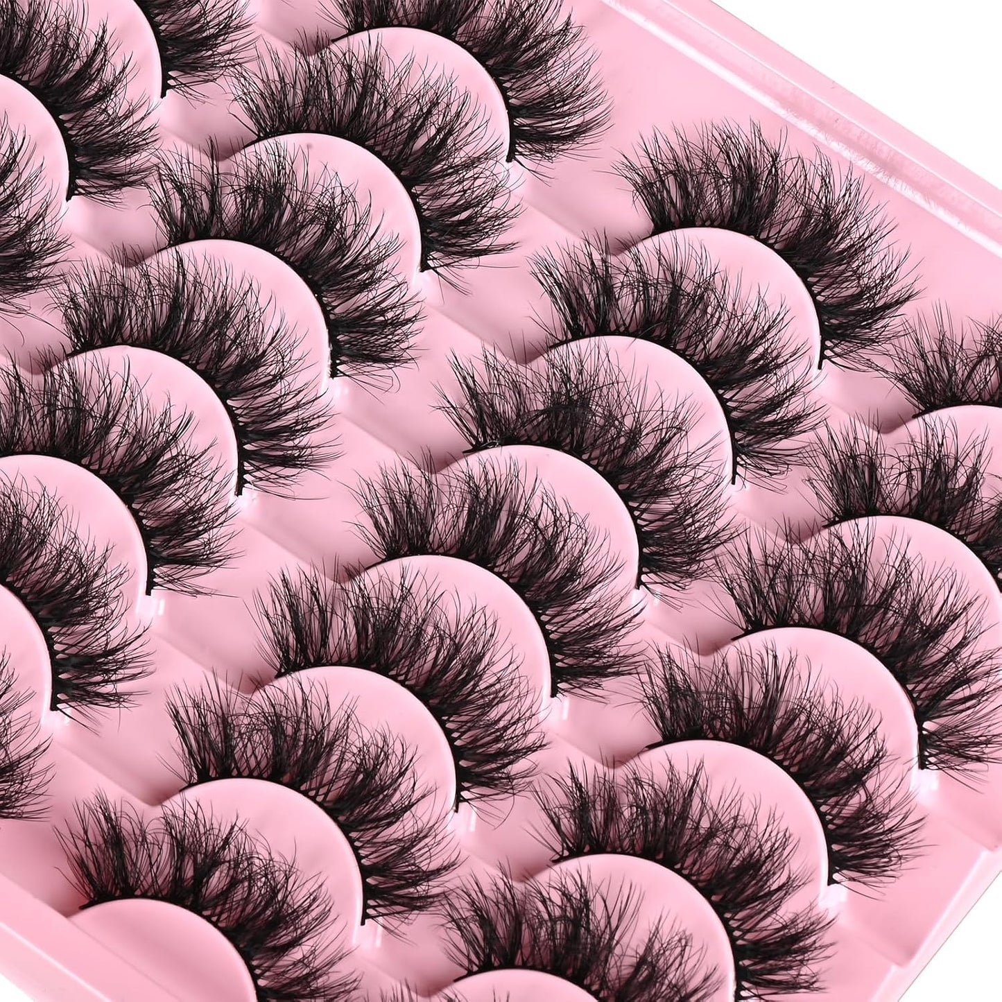 FARRED Fluffy Lashes Natural False Eyelashes Short Wispy Lash Pack 14 Pair Natural Look Cat Eye Strip Eyelash Small Fake Lashes Full Pestañas Sets for MUA and Beginners Daily Makeup (F11 | 7-16mm)