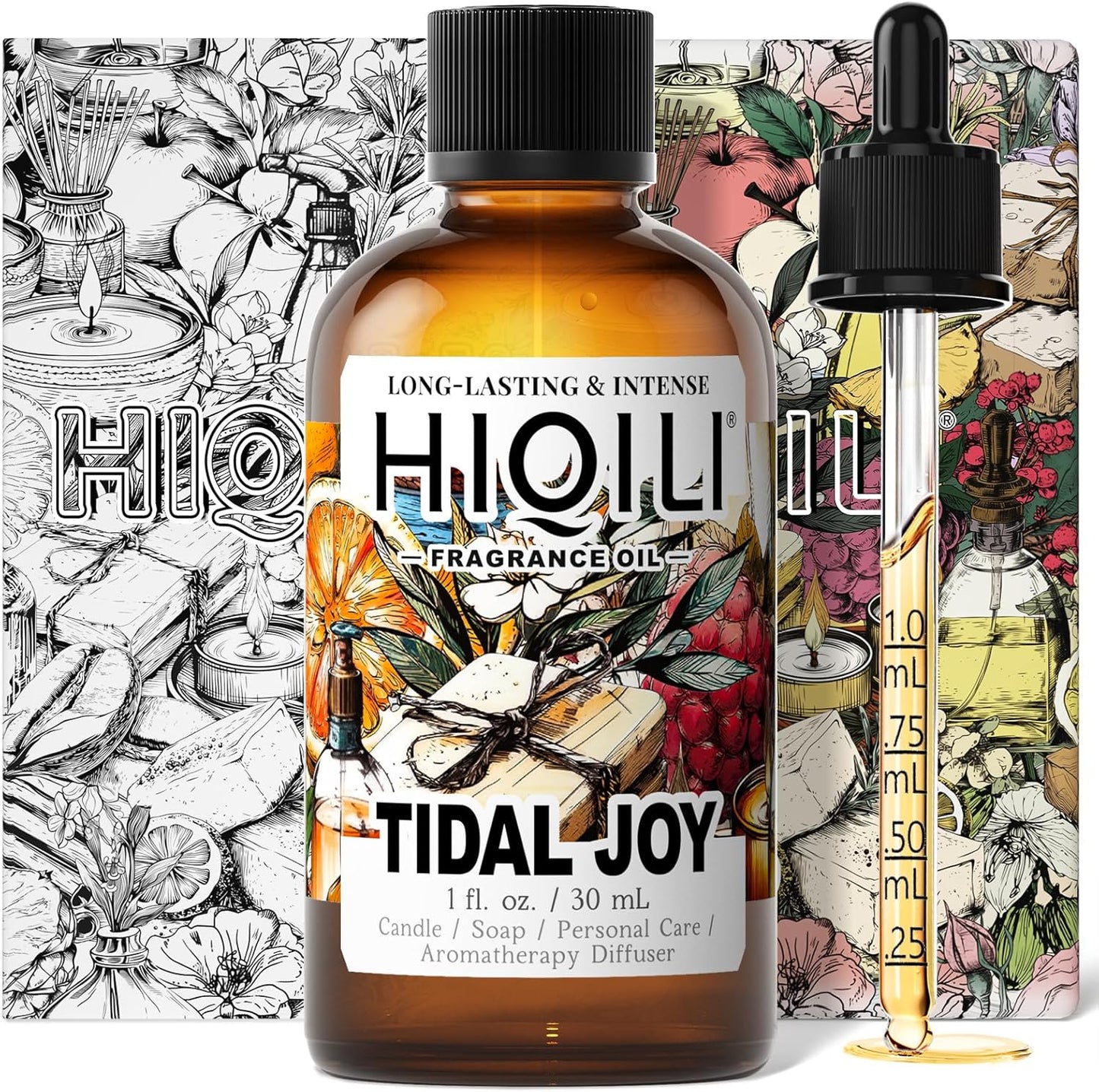 HIQILI Tidal Joy Fragrance Oil for Diffuser, Brown Sugar & Lemon Scents, Candle, Soap, Perfume Making, Long-Lasting - 1fl oz