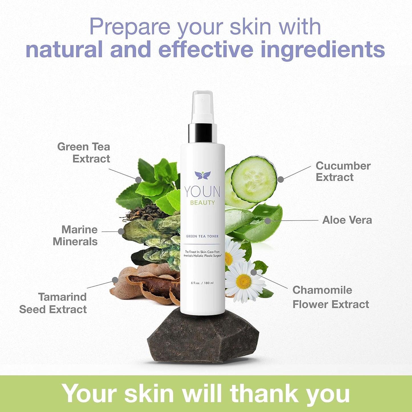 YOUN Beauty Green Tea Toner Face Mist Spray, 180 ML – Alcohol-Free, pH-Balancing & Hydrating Toner with Green Tea and Chamomile Extracts by Dr. Anthony Youn