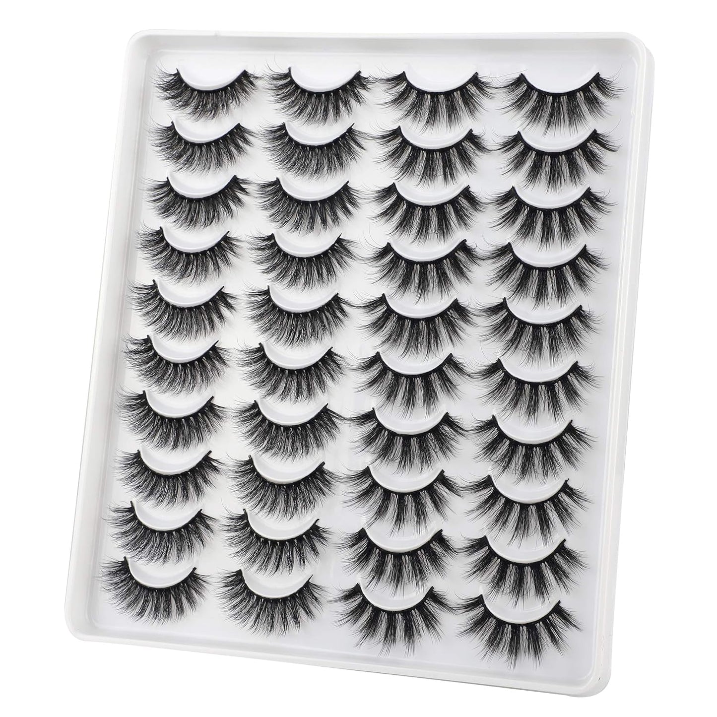 JIMIRE 20 Pairs False Eyelashes 2 Styles Mixed Fluffy Eyelashes Natural Volume Wispy Faux Mink Lashes Pack