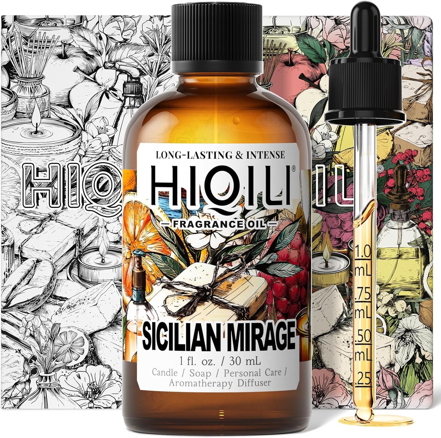 HIQILI Sicilian Mirage Fragrance Oil - Inspired by D.G-bana D-olce, Premium Oil for Candle & Hair Perfume Making, Personal Care Scenting, Luxury Scents - 1Fl Oz