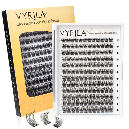 Lash Clusters 8-16mm, False Eyelashes 144pcs, Cluster Eyelash Extensions Matte Black Soft, Diy Lash Extensions D Curl Natural Lash Clusters Faux Mink Lashes Wispy（Sway,144pcs,0.07,D,8-16MIX)