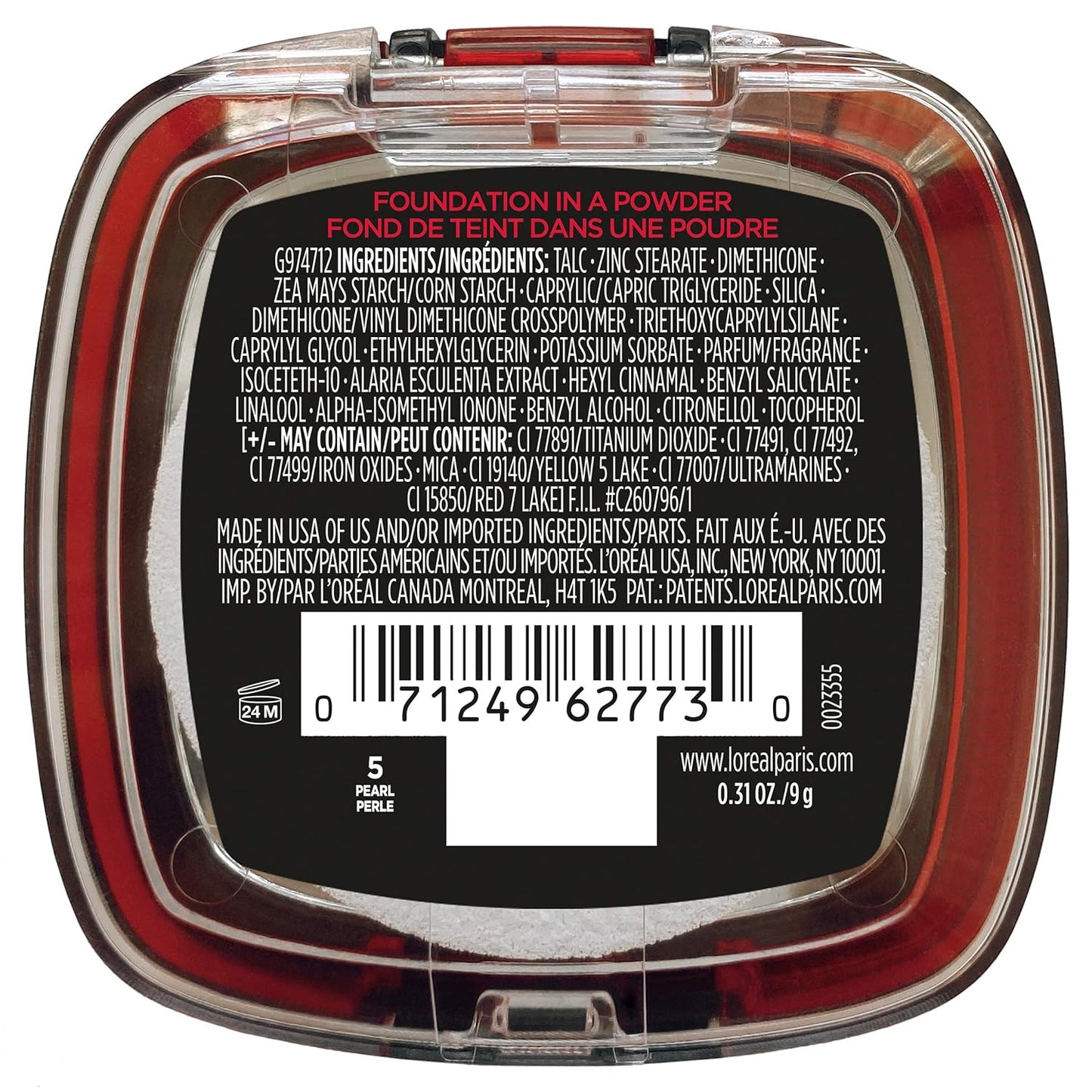 L'Oreal Paris Makeup Infallible Fresh Wear Foundation in a Powder, Up to 24H Wear, Waterproof, Pearl, 0.31 oz.