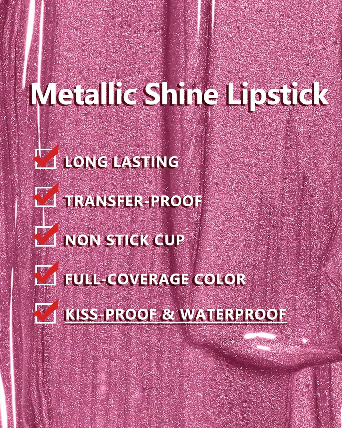 MAKI YIKA Metallic Pink Lipstick Long Lasting Hot Pink Lipsticks for Women, High Shine Glitter Lipstick No Smudge Transferproof Liquid Lip Gloss (BR01 Love Story)
