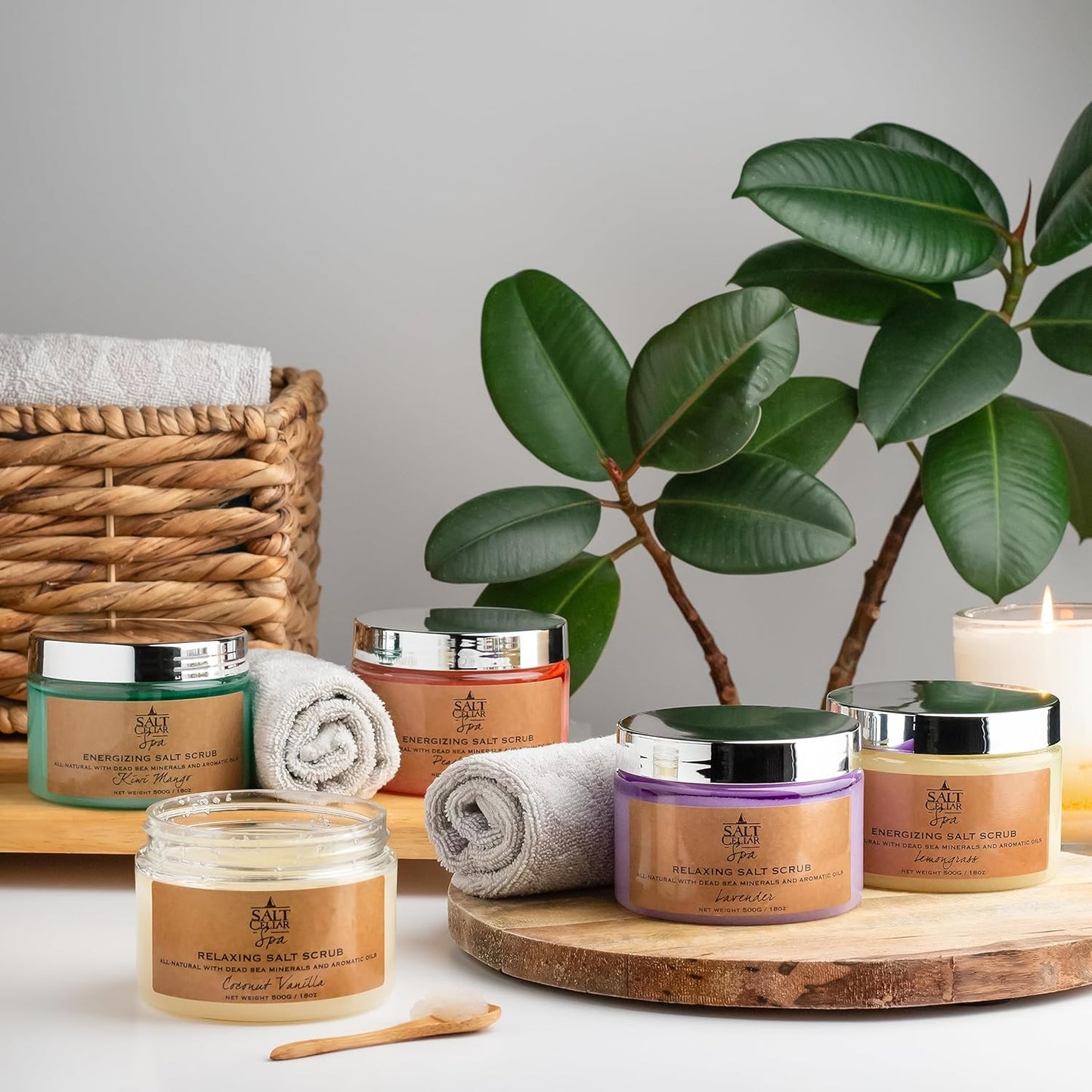 Salt Cellar Spa Lavender Salt Scrub - Elevate Your Self-Care with Dead Sea Minerals - Relax, Revive, and Rejuvenate your Skin - Made in Israel, Cruelty-Free, 18 oz.