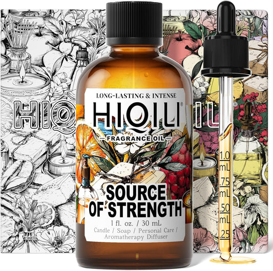 HIQILI Source of Strength Fragrance Oil for Diffuser, DIY Perfume, Candle, Soap Making, Long Lasting Crisp & Refreshing Scents - 1 Fl Oz
